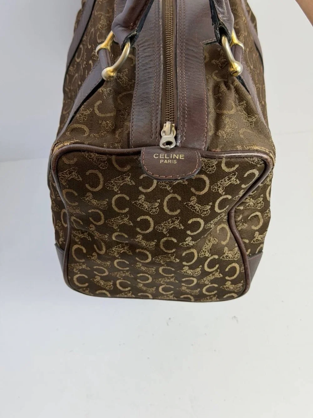 Vintage Old Celine Boston Bag Monogrammed Canvas